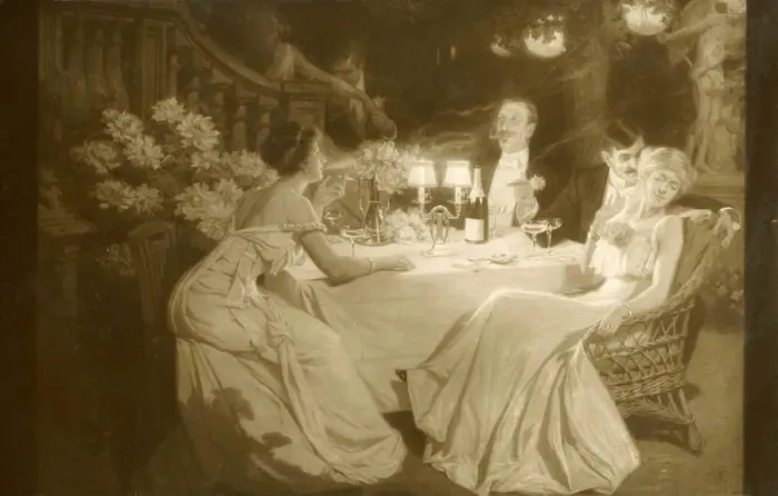 Framed Print : Salon 1910. (Ludovic Alleaume) After Dinner, 1910. Creator: Unknown Framed Print : Salon 1910. (Ludovic Alleaume) After Dinner, 1910. Creator: Unknown