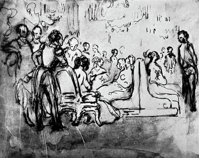 Framed Print : Salon, 19th century, (1930). Artist: Constantin Guys Framed Print : Salon, 19th century, (1930). Artist: Constantin Guys