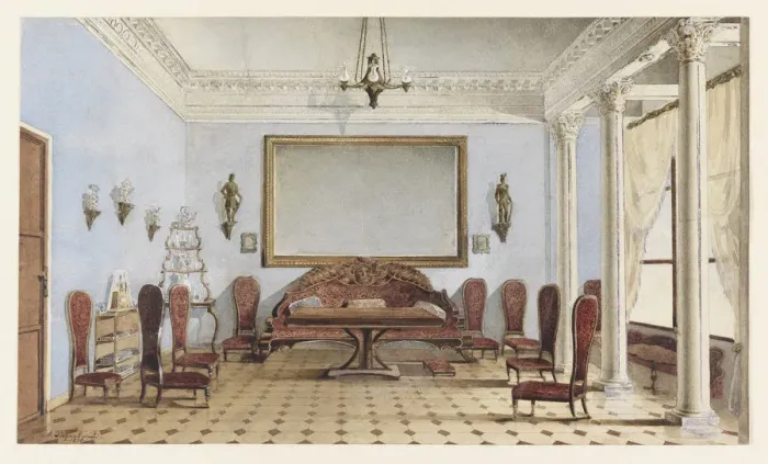 Framed Print : Salon Interior, 1858. Artist: Redkovsky, Andrei Alexeevich (1831-1909) Framed Print : Salon Interior, 1858. Artist: Redkovsky, Andrei Alexeevich (1831-1909)