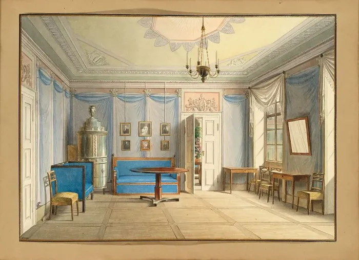 Framed Print : Salon in the manor house of Teplitz Castle, 1832. Creator: Croll; Carl Robert (1800-1863) Framed Print : Salon in the manor house of Teplitz Castle, 1832. Creator: Croll; Carl Robert (1800-1863)