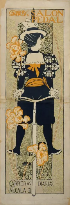 Framed Print : Salon Pedal (Advertising Poster), 1897. Artist: Riquer Inglada, Alejandro de (1856-1920) Framed Print : Salon Pedal (Advertising Poster), 1897. Artist: Riquer Inglada, Alejandro de (1856-1920)