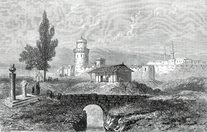 Framed Print : Salonica: View from the Turkish Cemetery, 1876. Creator: Unknown Framed Print : Salonica: View from the Turkish Cemetery, 1876. Creator: Unknown