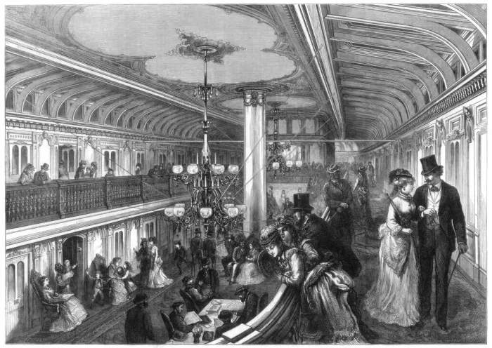 Framed Print : Saloon of a steamboat, 1875. Artist: Henry Linton Framed Print : Saloon of a steamboat, 1875. Artist: Henry Linton