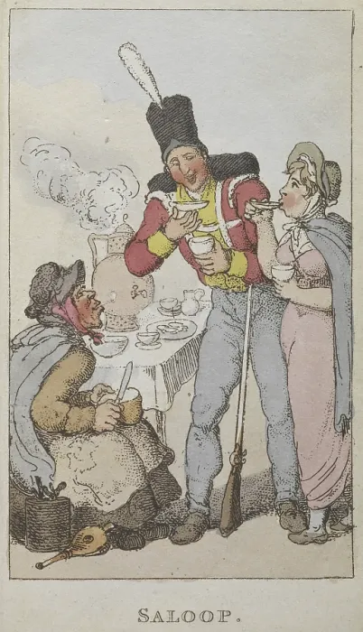 Framed Print : Saloop, a popular beverage of the 18th century, 1820. Creator: Thomas Rowlandson. Saloop, a popular beverage of the 18th century, 1820. Creator: Thomas Rowlandson Framed Print : Saloop, a popular beverage of the 18th century, 1820. Creator: Thomas Rowlandson. Saloop, a popular beverage of the 18th century, 1820. Creator: Thomas Rowlandson