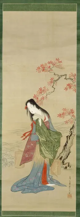 Framed Print : The Salt Maidens, Matsukaze with Yukihira's Coat, Edo period, c. 1800. Creator: Hosoda Eishi Framed Print : The Salt Maidens, Matsukaze with Yukihira's Coat, Edo period, c. 1800. Creator: Hosoda Eishi