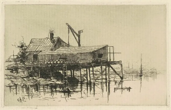 Framed Print : Salt Shanties, 1880. Creator: Charles A Platt Framed Print : Salt Shanties, 1880. Creator: Charles A Platt