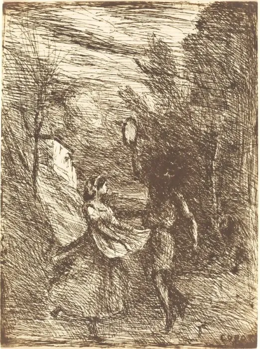 Framed Print : Saltarello (Saltarelle), 1858. Creator: Jean-Baptiste-Camille Corot Framed Print : Saltarello (Saltarelle), 1858. Creator: Jean-Baptiste-Camille Corot