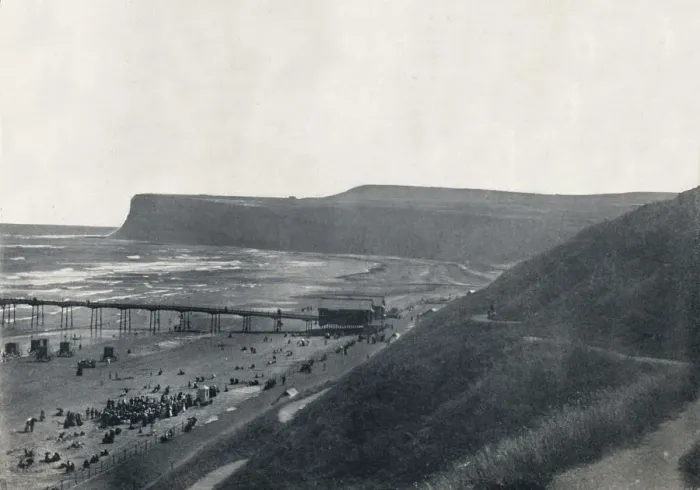 Framed Print : Saltburn - View of the Cliffs, Beach, and Pier, 1895 Framed Print : Saltburn - View of the Cliffs, Beach, and Pier, 1895