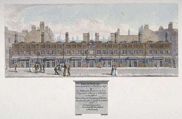 The Salters Almshouses in Monkwell Street, City of London, 1818