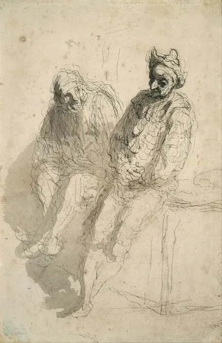 Framed Print : Two Saltimbanques (Deux saltimbanques). Artist: Daumier, Honore (1808-1879) Framed Print : Two Saltimbanques (Deux saltimbanques). Artist: Daumier, Honore (1808-1879)