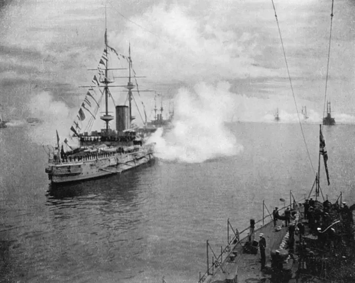 Framed Print : A salute by the Home Fleet, 1907 (1908). Artist: Queen Alexandra Framed Print : A salute by the Home Fleet, 1907 (1908). Artist: Queen Alexandra
