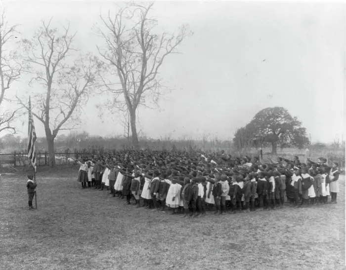 Framed Print : Saluting the flag at the Whittier Primary School, 1899 or 1900. Creator: Frances Benjamin Johnston Framed Print : Saluting the flag at the Whittier Primary School, 1899 or 1900. Creator: Frances Benjamin Johnston