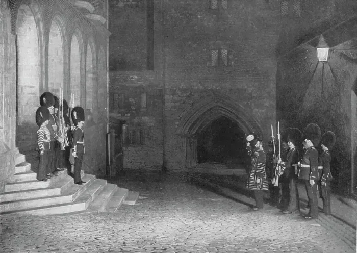 Framed Print : Saluting the Kings keys at the Tower of London, c1903 (1903) Framed Print : Saluting the Kings keys at the Tower of London, c1903 (1903)