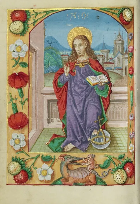 Framed Print : Salvator Mundi; Book of Hours, early 16th century. Creator: Unknown Framed Print : Salvator Mundi; Book of Hours, early 16th century. Creator: Unknown