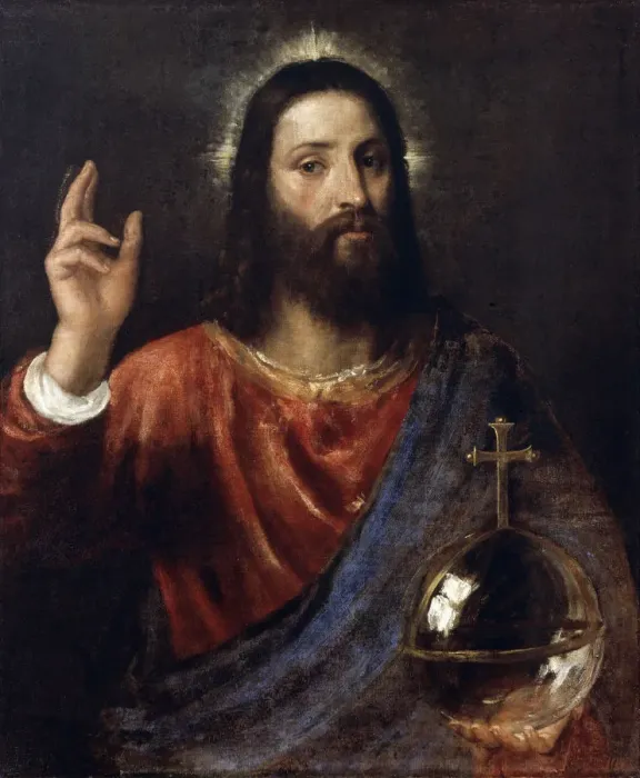Framed Print : Salvator Mundi (Saviour of the World), c1570. Artist: Titian Framed Print : Salvator Mundi (Saviour of the World), c1570. Artist: Titian