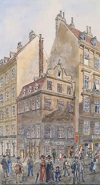 The Salzgries in Vienna (corner of Tiefer Graben), 1904. Creator: Gustav Korompay