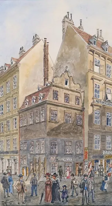 Framed Print : The Salzgries in Vienna (corner of Tiefer Graben), 1904. Creator: Gustav Korompay Framed Print : The Salzgries in Vienna (corner of Tiefer Graben), 1904. Creator: Gustav Korompay