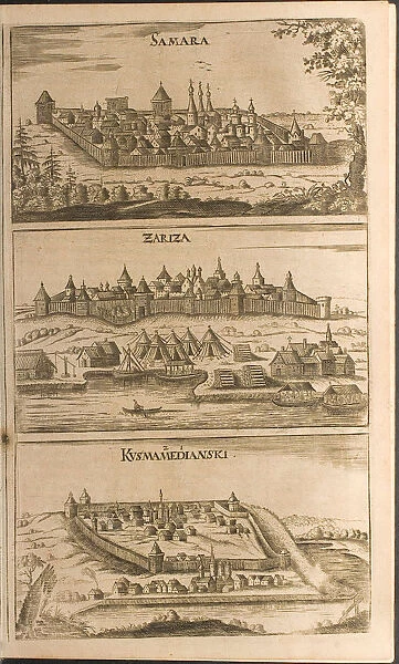 Samara, Tsaritsyn and Kozmodemyansk (Illustration from Travels to the Great Duke of Muscovy and the Artist: Rothgiesser, Christian Lorenzen (?-1659)