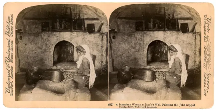 Framed Print : A Samaritan woman at Jacobs Well, Palestine, 1900. Artist: Underwood & Underwood Framed Print : A Samaritan woman at Jacobs Well, Palestine, 1900. Artist: Underwood & Underwood