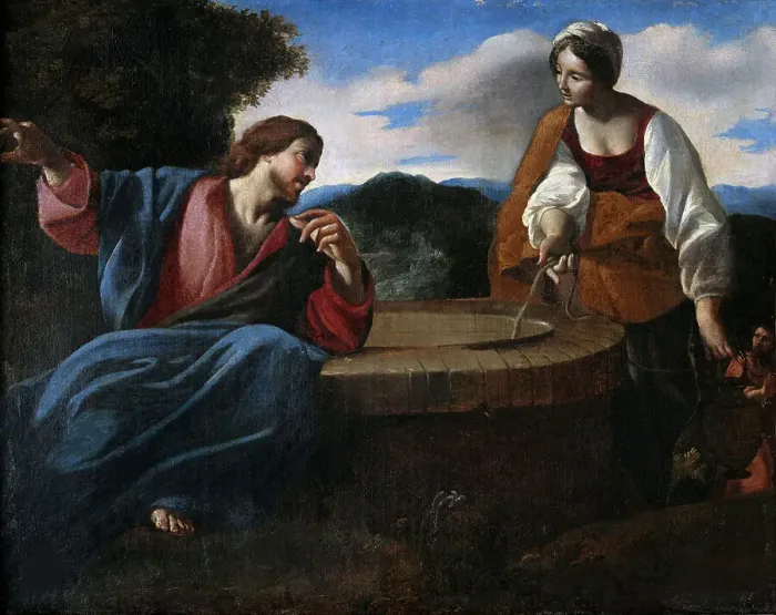 Framed Print : Samaritan Woman at the Well, after 1625. Creator: Lanfranco, Giovanni (1582-1647) Framed Print : Samaritan Woman at the Well, after 1625. Creator: Lanfranco, Giovanni (1582-1647)