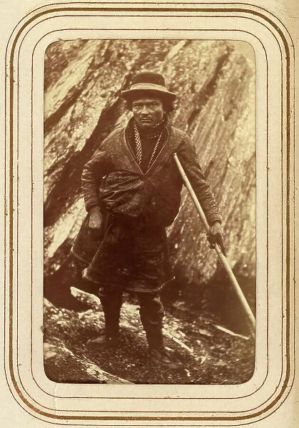 Sami man with a stick, 1868.. Creator: Lotten von Duben