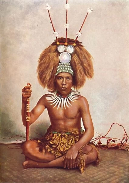 A Samoan chief in full ceremonial costume, 1902. Artist: Thomas Andrew