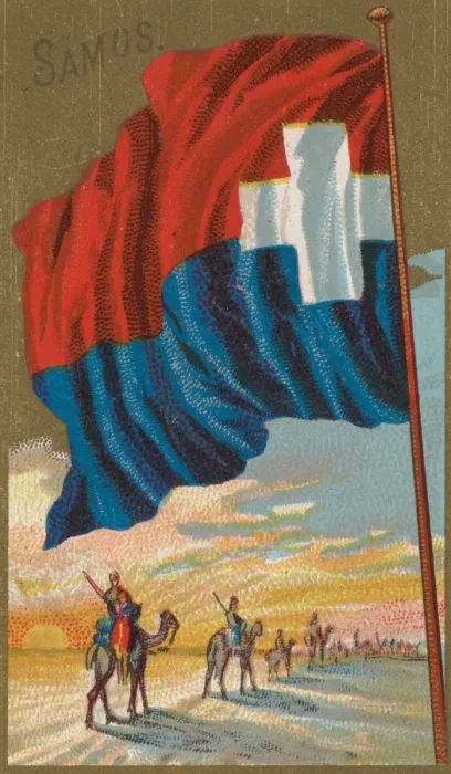 Framed Print : Samos, from Flags of All Nations, Series 2 (N10) for Allen & Ginter Cigarettes Brands Framed Print : Samos, from Flags of All Nations, Series 2 (N10) for Allen & Ginter Cigarettes Brands