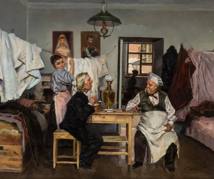 Framed Print : At the samovar, 1900 Framed Print : At the samovar, 1900