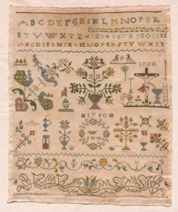Framed Print : Sampler, 1750. Creator: Unknown Framed Print : Sampler, 1750. Creator: Unknown