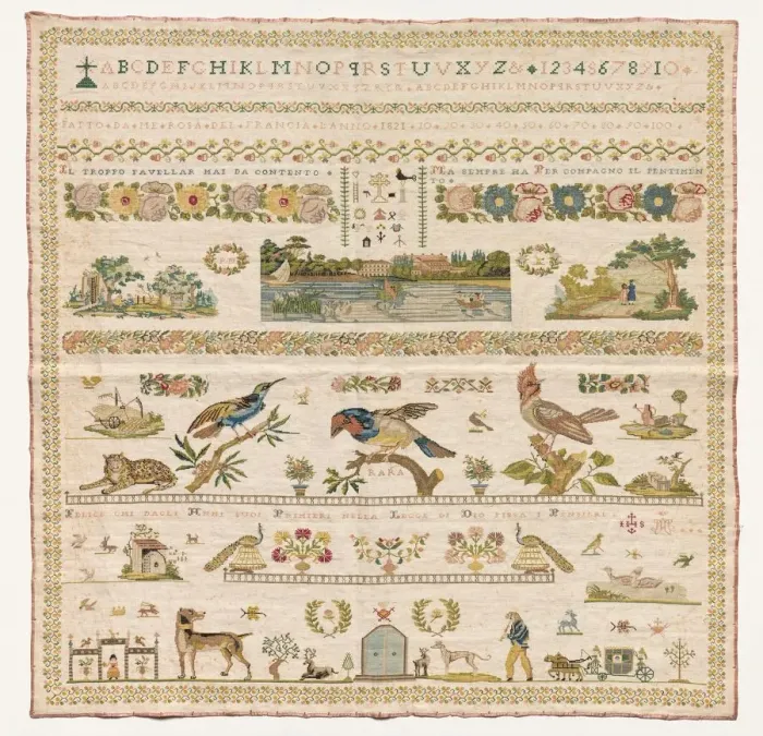 Framed Print : Sampler, 1821. Creator: Unknown Framed Print : Sampler, 1821. Creator: Unknown