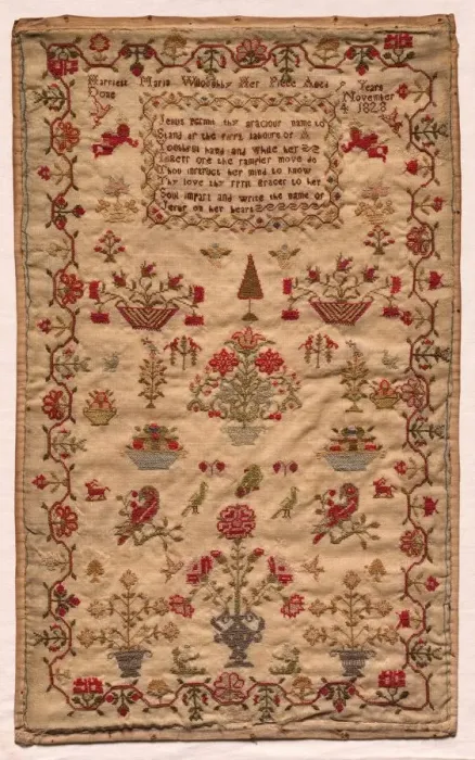 Framed Print : Sampler, 1828. Creator: Unknown Framed Print : Sampler, 1828. Creator: Unknown