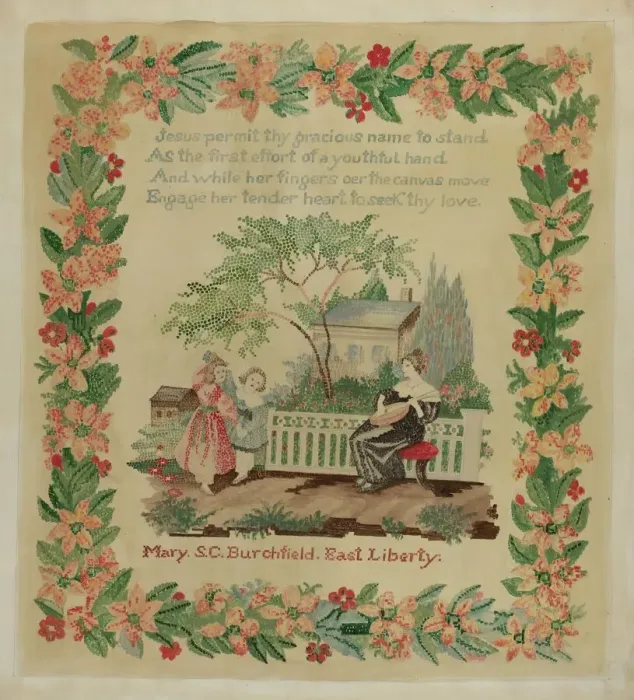 Framed Print : Sampler, c. 1936. Creator: Eva Wilson Framed Print : Sampler, c. 1936. Creator: Eva Wilson