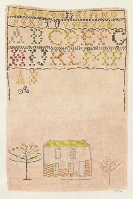 Framed Print : Sampler, c. 1937. Creator: Arelia Arbo Framed Print : Sampler, c. 1937. Creator: Arelia Arbo