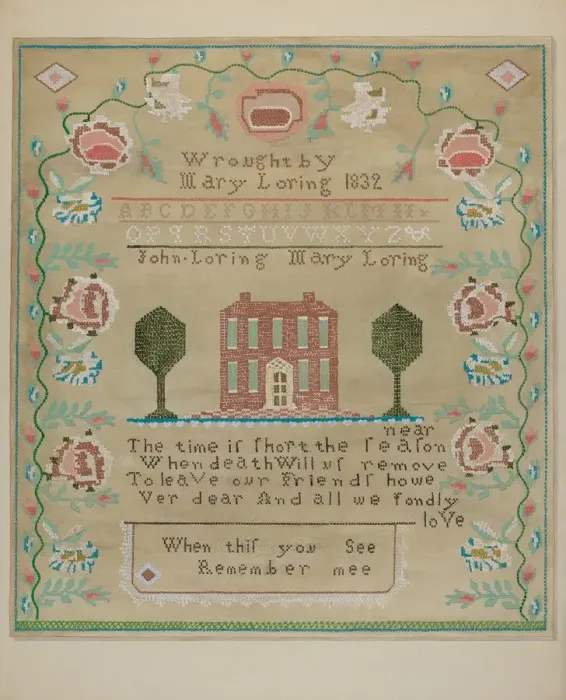 Framed Print : Sampler, c. 1937. Creator: Katherine Hastings Framed Print : Sampler, c. 1937. Creator: Katherine Hastings