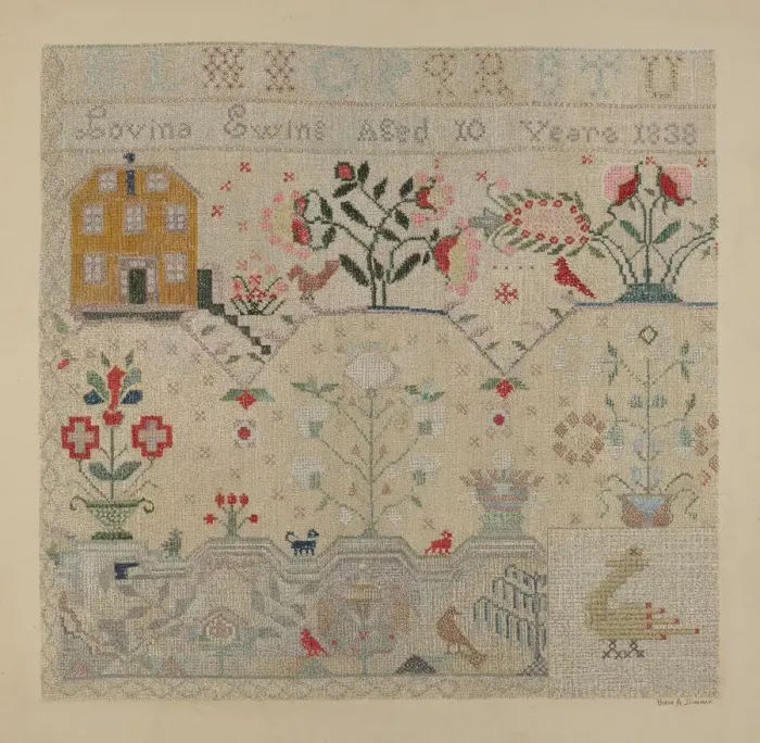 Framed Print : Sampler, c. 1938. Creator: Byron Dingman Framed Print : Sampler, c. 1938. Creator: Byron Dingman