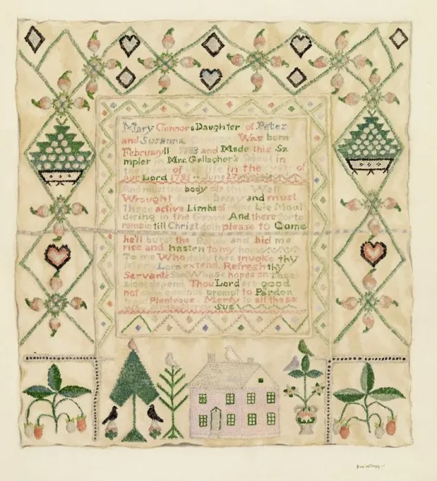 Framed Print : Sampler, c. 1938. Creator: Eva Wilson Framed Print : Sampler, c. 1938. Creator: Eva Wilson