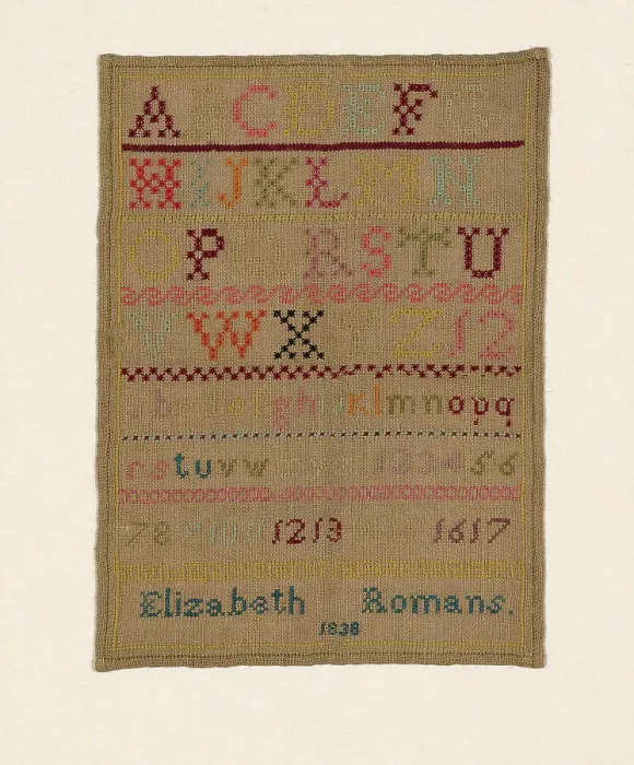 Framed Print : Sampler, Canada, 1838. Creator: Elizabeth Clarke Framed Print : Sampler, Canada, 1838. Creator: Elizabeth Clarke