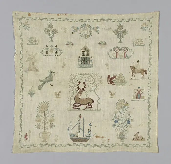 Framed Print : Sampler, Denmark, 1814. Creator: Unknown Framed Print : Sampler, Denmark, 1814. Creator: Unknown
