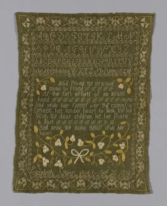 Framed Print : Sampler, England, 1818. Creator: Elizabeth Gloon Framed Print : Sampler, England, 1818. Creator: Elizabeth Gloon