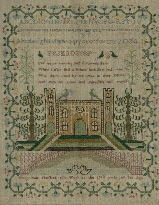 Framed Print : Sampler, England, 19th century. Creator: Mary Holt Framed Print : Sampler, England, 19th century. Creator: Mary Holt