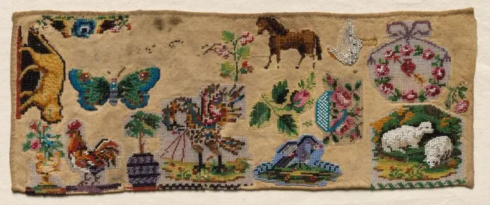 Framed Print : Sampler Fragment, 1800s. Creator: Unknown Framed Print : Sampler Fragment, 1800s. Creator: Unknown