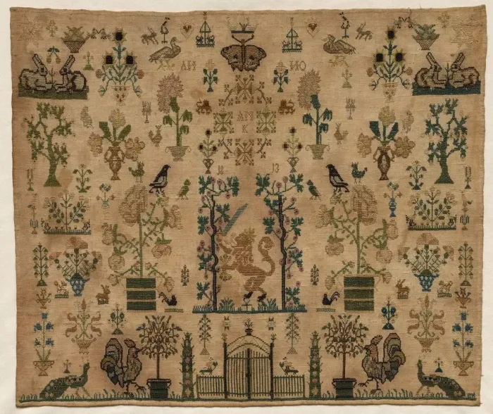Framed Print : Sampler Fragment, 1813. Creator: Unknown Framed Print : Sampler Fragment, 1813. Creator: Unknown