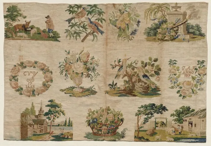 Framed Print : Sampler Fragment, 1819. Creator: Unknown Framed Print : Sampler Fragment, 1819. Creator: Unknown