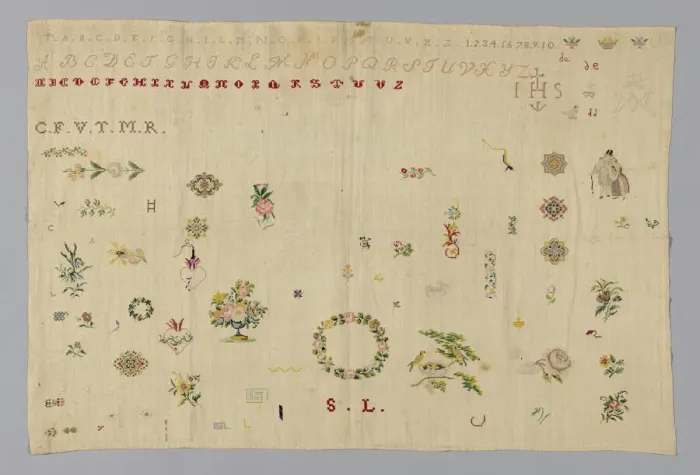 Framed Print : Sampler, France, 19th century. Creator: Unknown Framed Print : Sampler, France, 19th century. Creator: Unknown