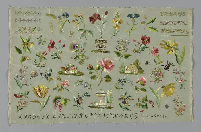 Framed Print : Sampler, Germany, 18th century. Creator: Unknown Framed Print : Sampler, Germany, 18th century. Creator: Unknown