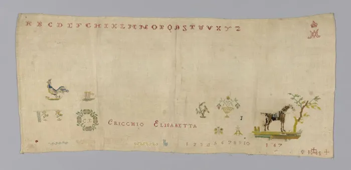 Framed Print : Sampler, Italy, 18th century. Creator: Unknown Framed Print : Sampler, Italy, 18th century. Creator: Unknown