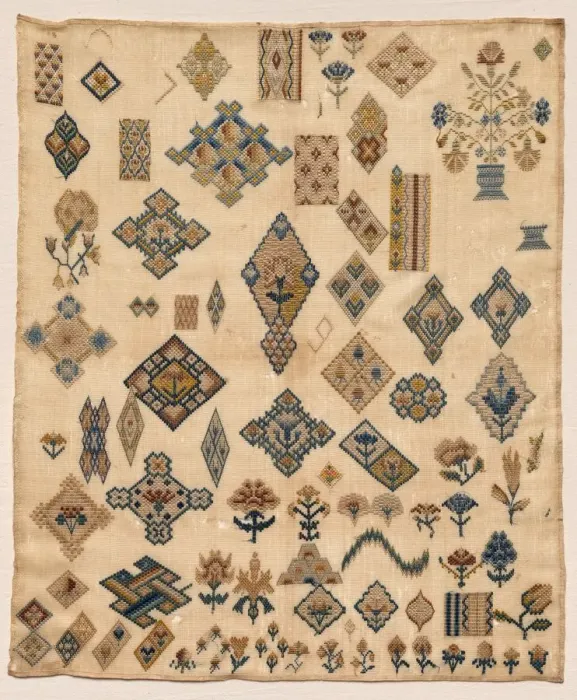 Framed Print : Sampler, late 1800s. Creator: Unknown Framed Print : Sampler, late 1800s. Creator: Unknown