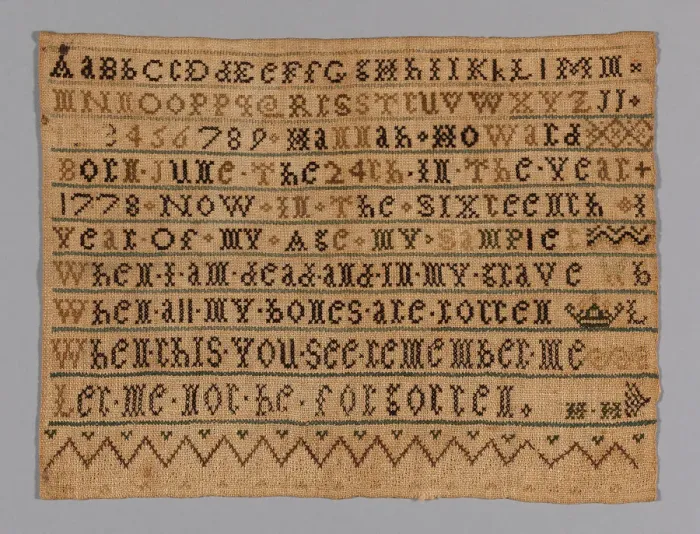 Framed Print : Sampler, Massachusetts, 1793 / 94. Creator: Hannah Howard Framed Print : Sampler, Massachusetts, 1793 / 94. Creator: Hannah Howard
