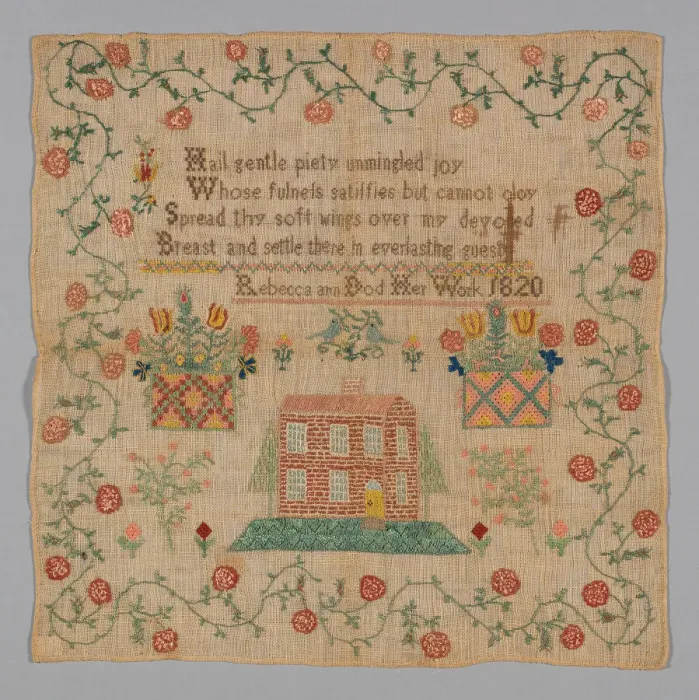 Framed Print : Sampler (Needlework), United States, 1820. Creator: Rebecca Ann Dod Framed Print : Sampler (Needlework), United States, 1820. Creator: Rebecca Ann Dod