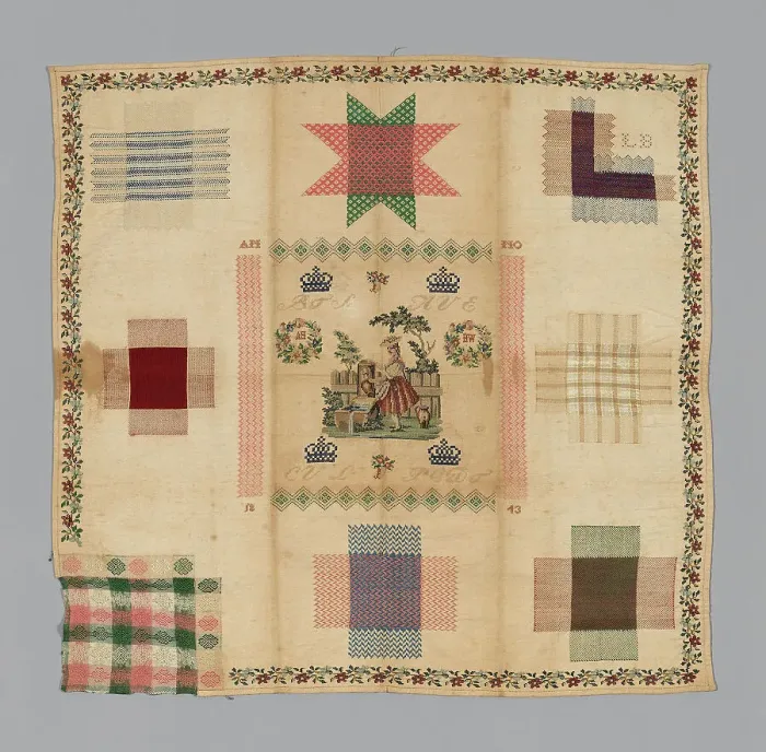 Framed Print : Sampler, Netherlands, 1843. Creator: Unknown Framed Print : Sampler, Netherlands, 1843. Creator: Unknown